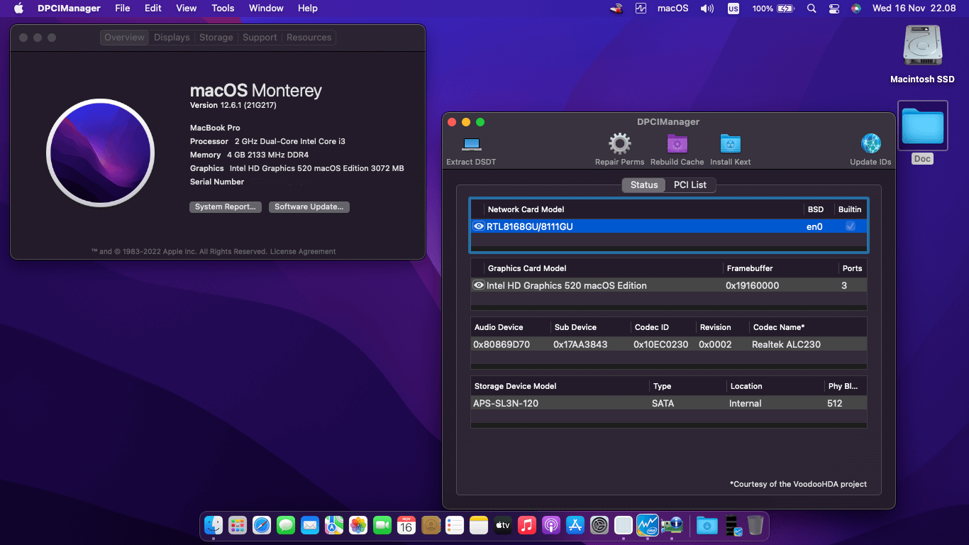 Success Hackintosh macOS Monterey 12.6.1 Build 21G214 in Lenovo Ideapad 320-14ISK